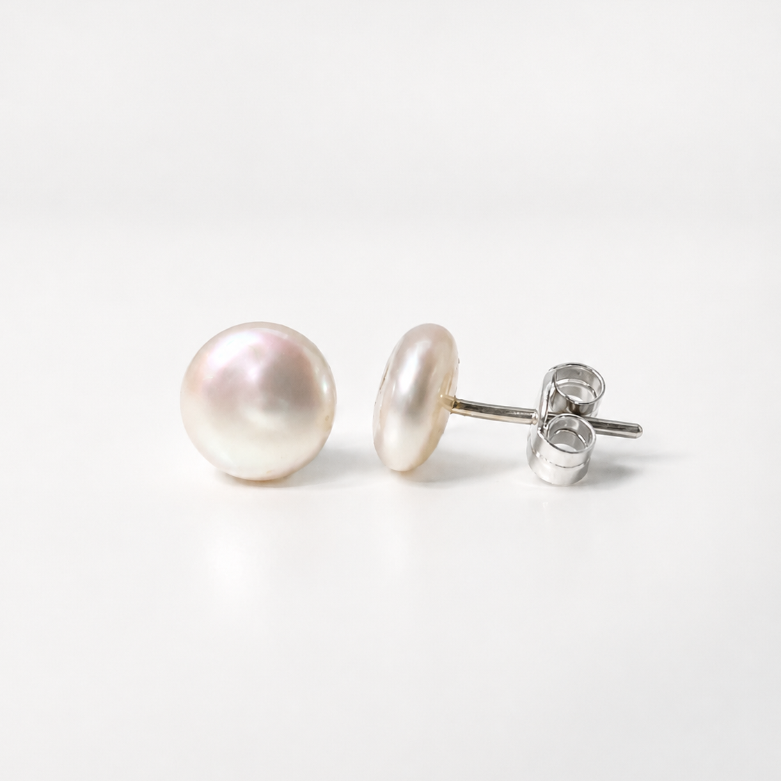 Pendientes Perla Coin Blanca